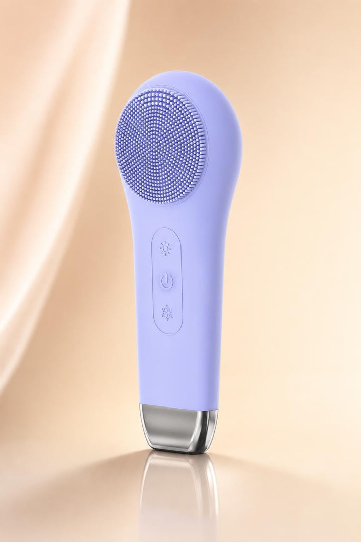 Sonic cleansing brush in violet