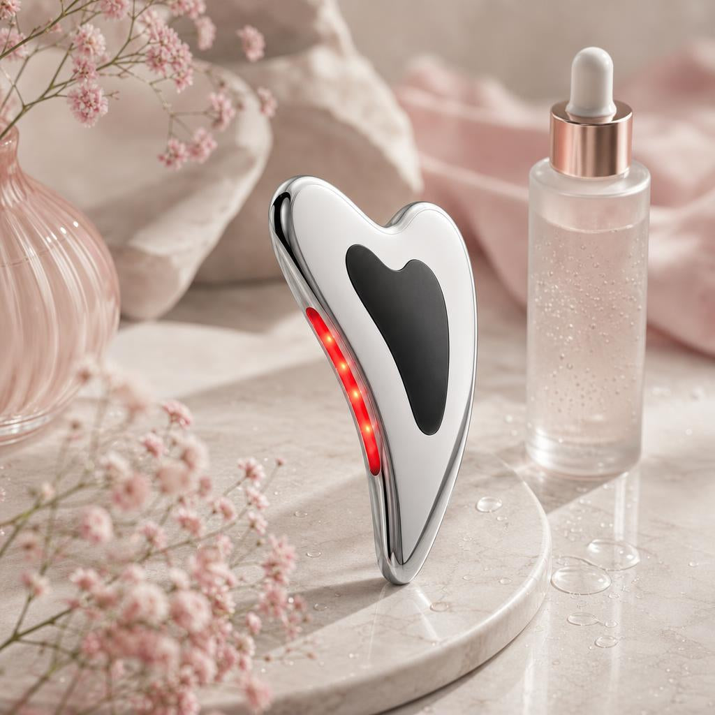 LED Gua Sha on marble with serum 2