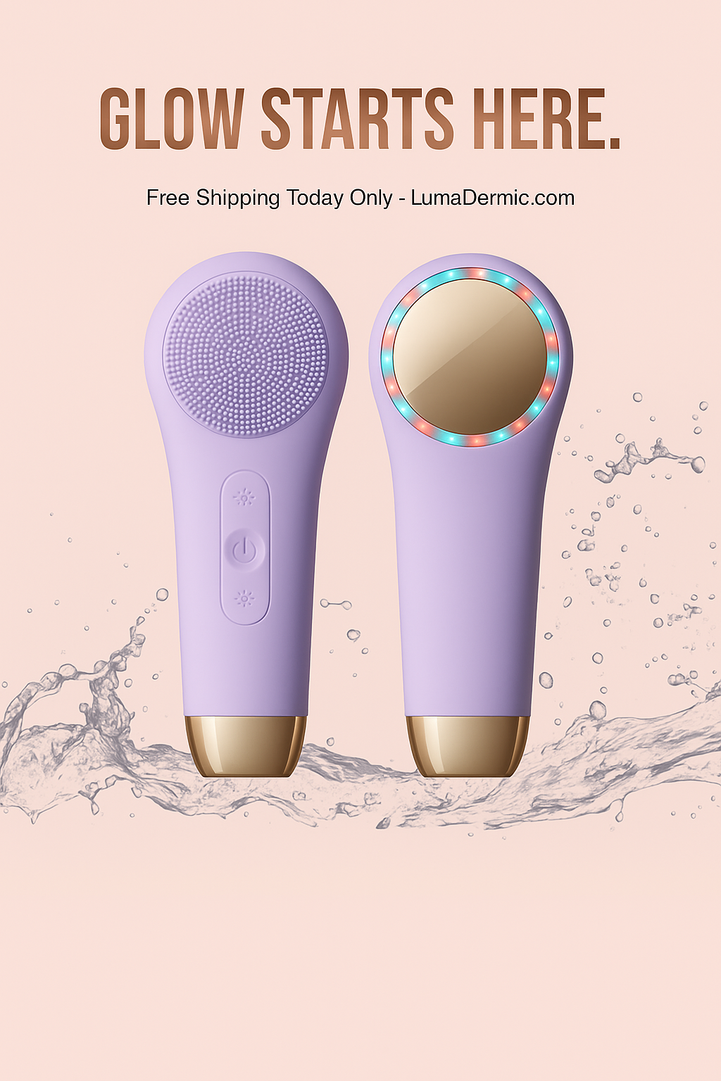 Sonic Cleansing Brush Violet — bristle and LED sides 5