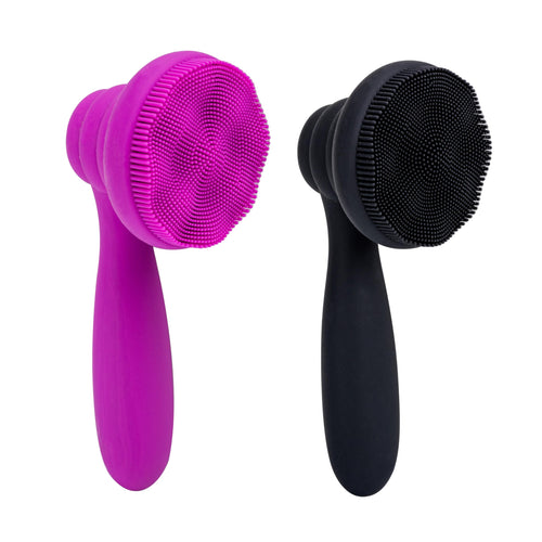 Silicone Facial Cleansing Brush Duo — Black & Purple