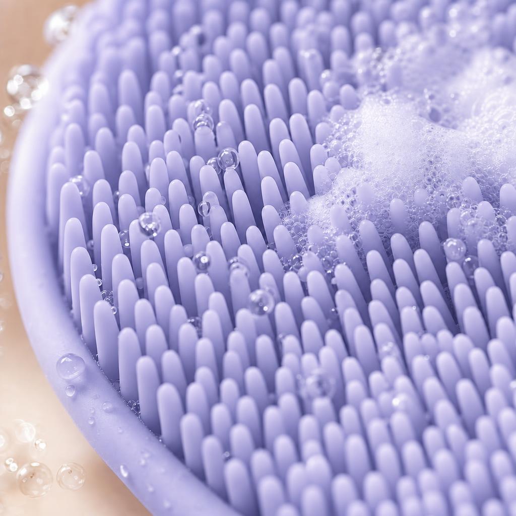 Violet silicone brush bristles close-up 4