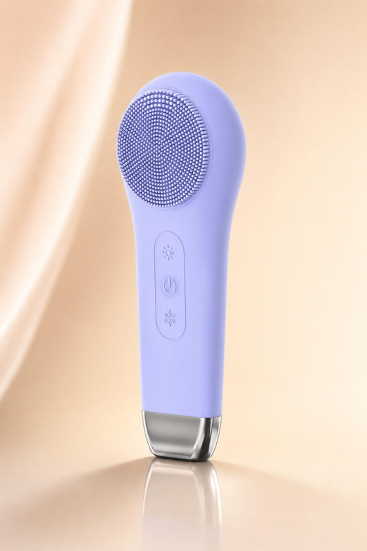 Sonic cleansing brush in violet